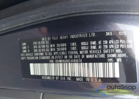 2014 Subaru Tribeca 3.6R Limited z USA, uszkodzony, nr VIN 4S4WX9GD8E4400676